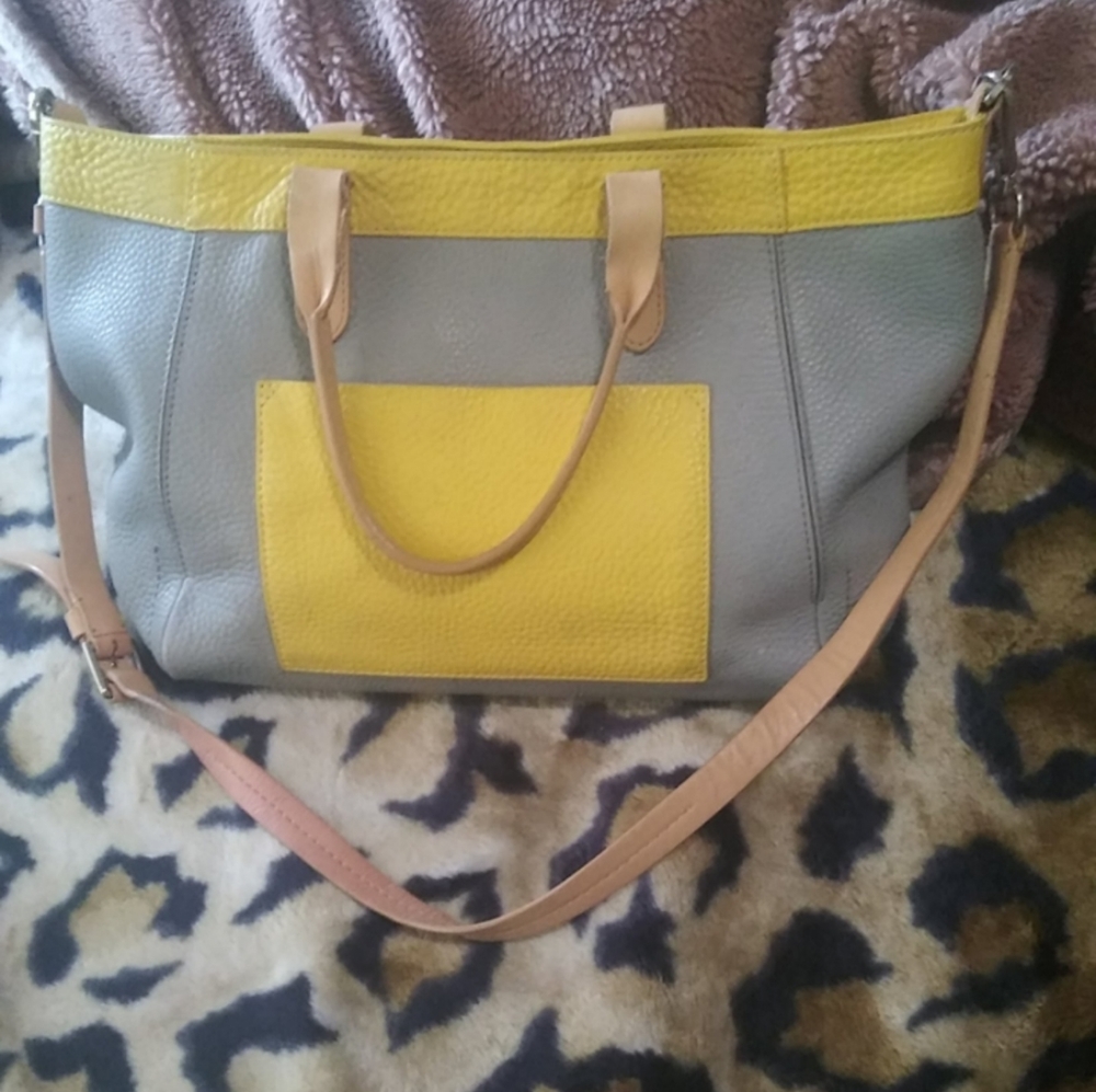 Cole haan gray and yellow handbag
